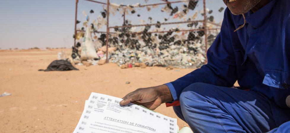 man studying on the desert
