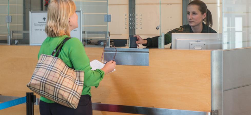 woman at checkin counter
