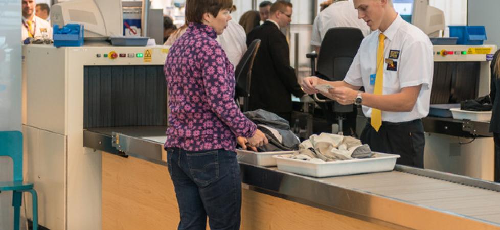 woman at airport security check